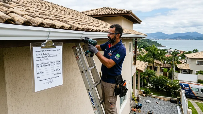 Instalação de calhas por especialista em Florianópolis com custo transparente
